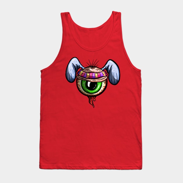 Eyeball Flying Rockabilly Tattoo Cartoon Style Eye Tank Top by Squeeb Creative